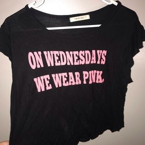 Black crop top with mean girls saying
